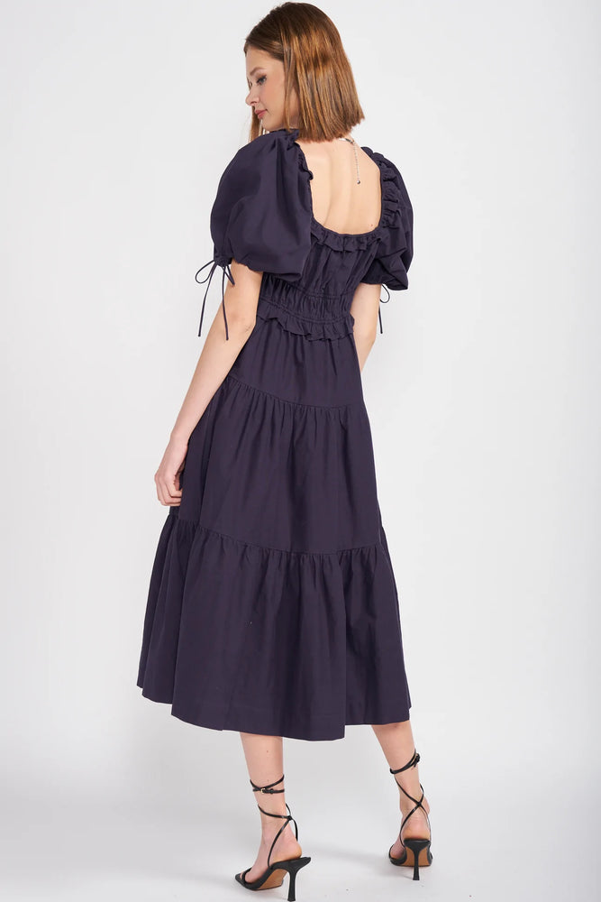 en saison poplin midi dress POPLIN TIERED MIDI DRESS